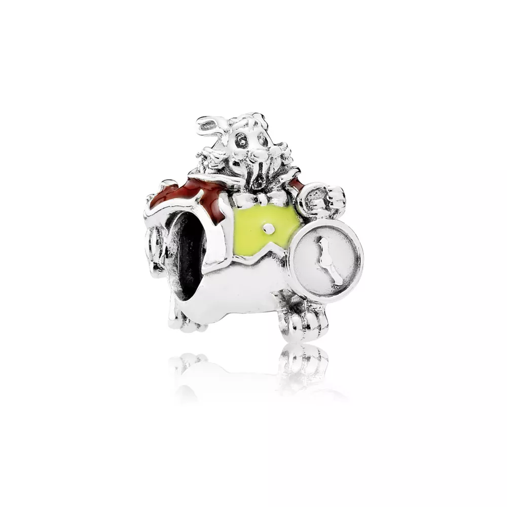 disney pandora charm white rabbit silver charm with red and yellow enamel 791898enmx