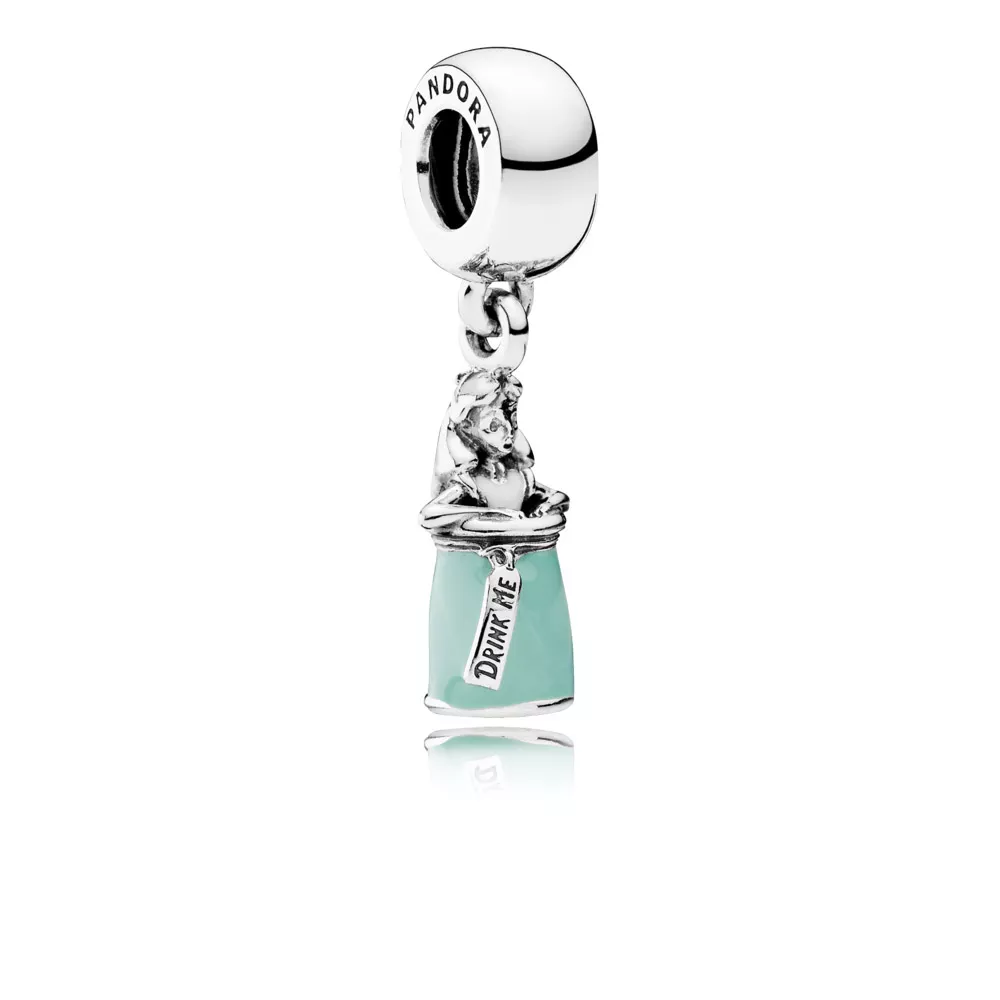 disney pandora sallantili charm alice in wonderland silver dangle with white and mint enamel 791897enmx