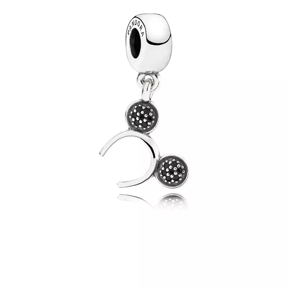 disney pandora sallantili charm miki headband silver dangle with black crystal 791561nck
