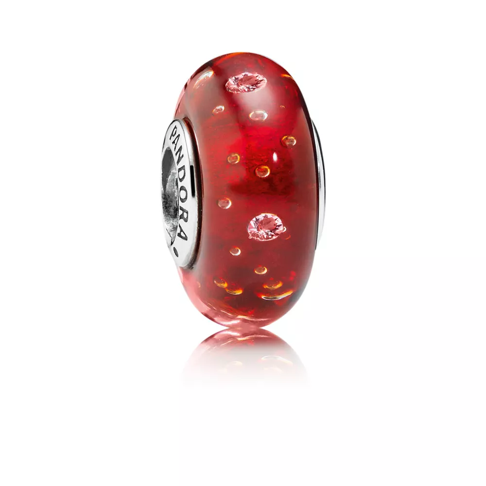 pandora charm kabarcıklı kırmızı murano 791631cz