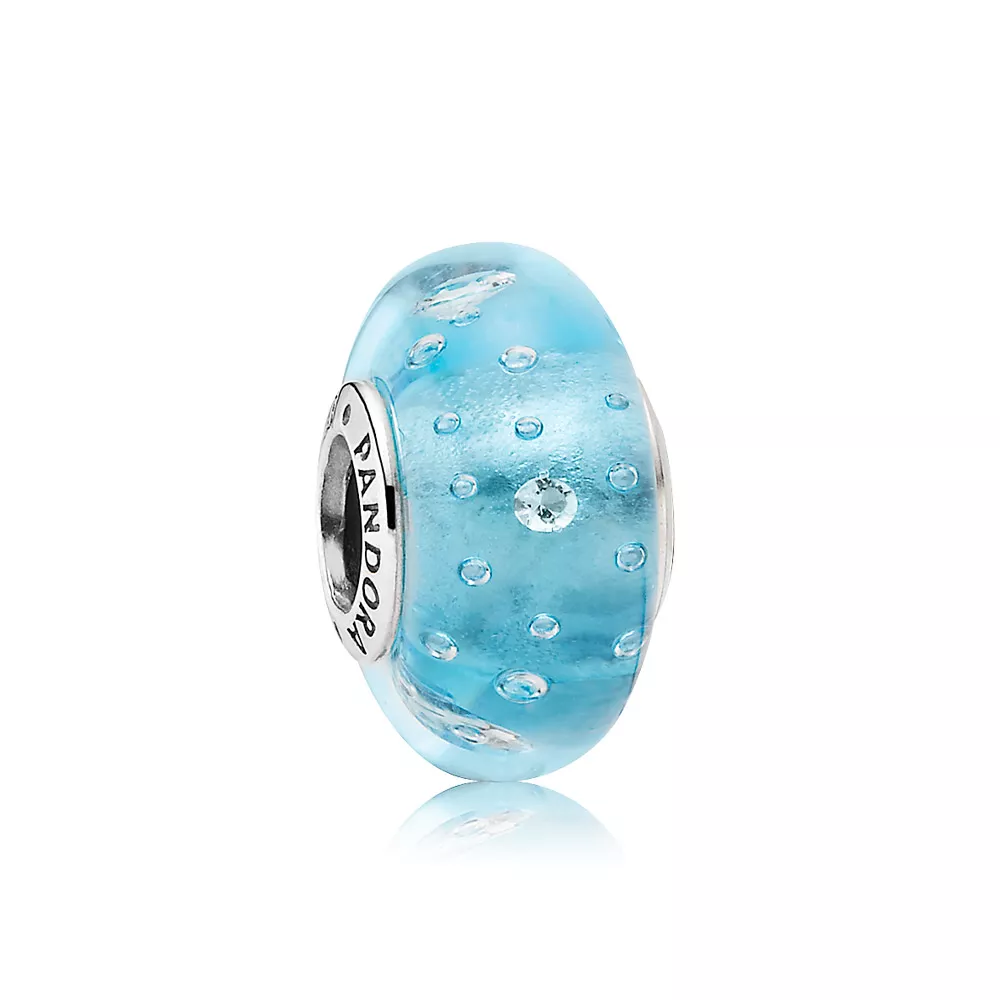 pandora charm mavi köpüklü cam charm 791618cz