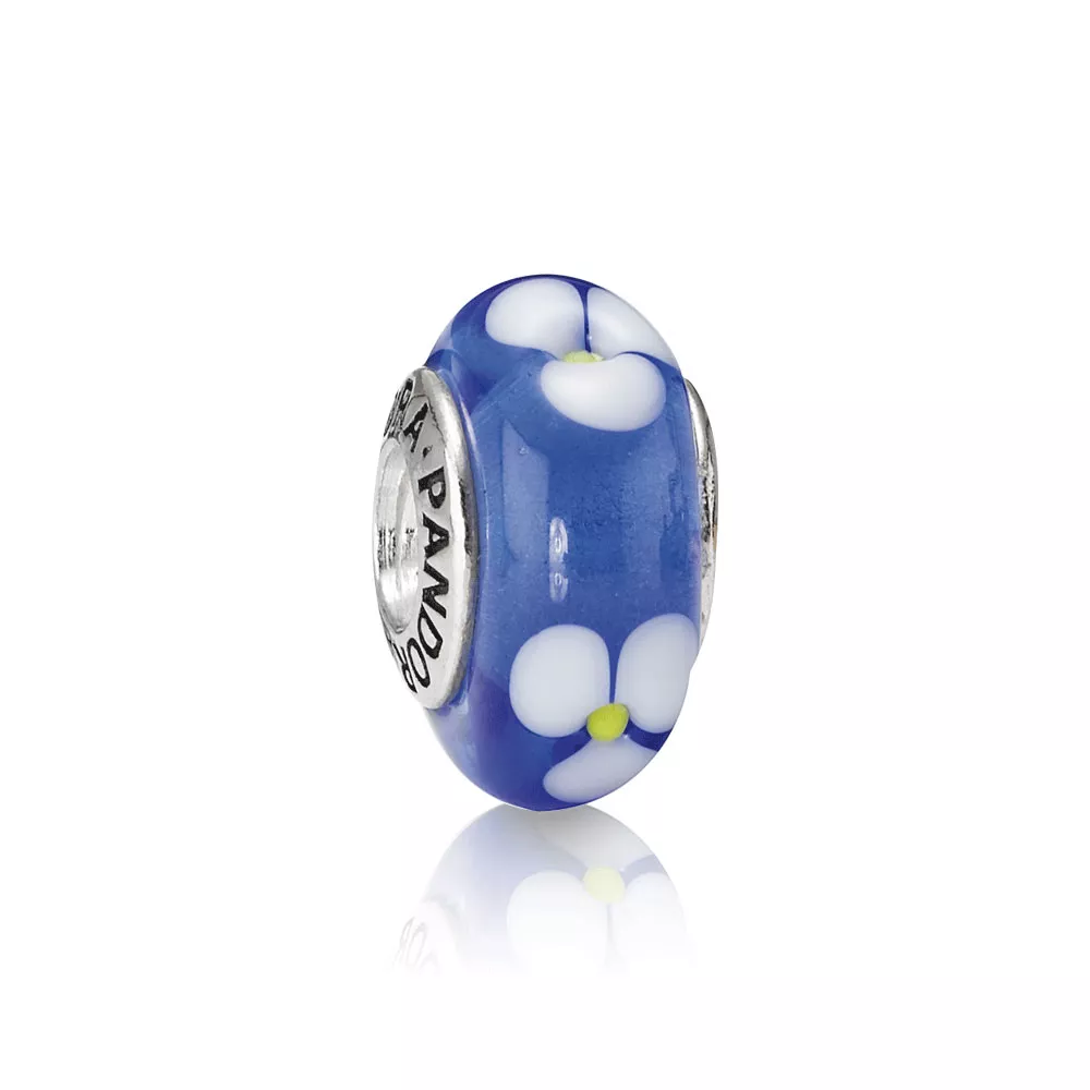 pandora charm mavi çiçekli cam 790609