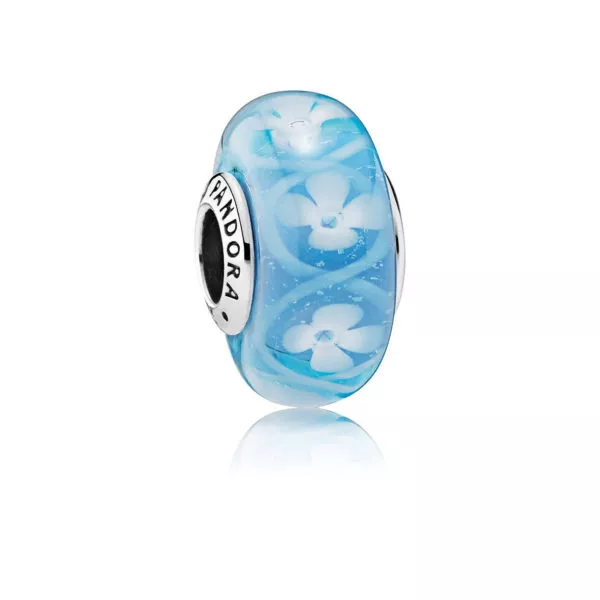 pandora charm mavi çiçeksi cam 791666