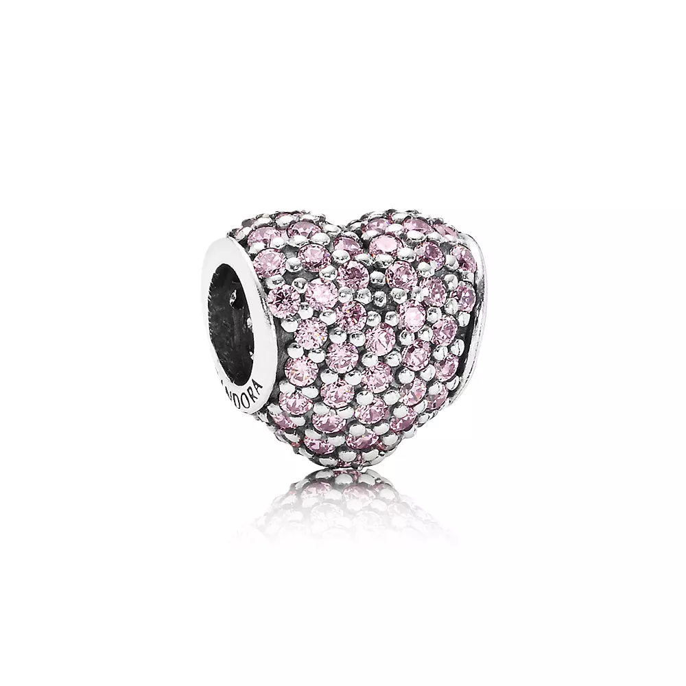 pandora charm pave kalp pembe kübik zirkon taşlı 791052pcz