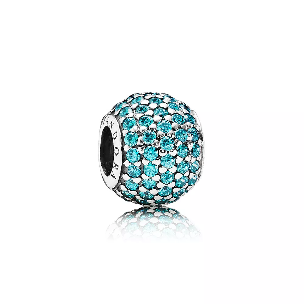 pandora charm pavé işıklar turkuaz kübik zirkon 791051mcz