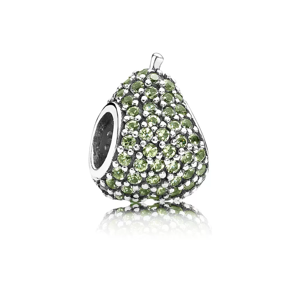 pandora charm pear silver charm with light green crystal 791486nlg
