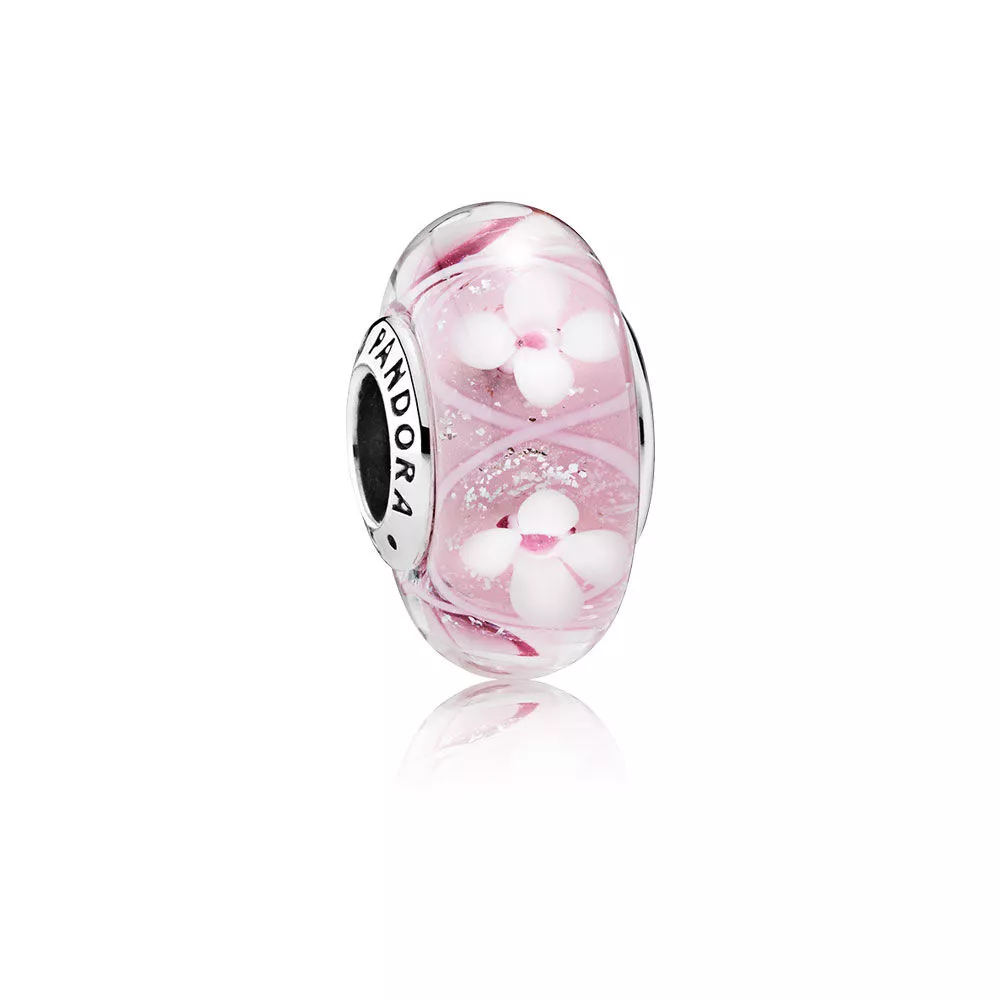 pandora charm pembe çiçeksi cam 791665