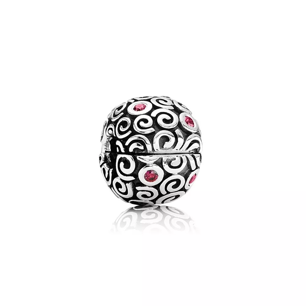 pandora clip yamuk kırmızı çizgili klips 790962czr