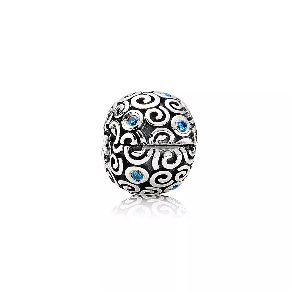 pandora clip yamuk mavi çizgili klips 790962czb