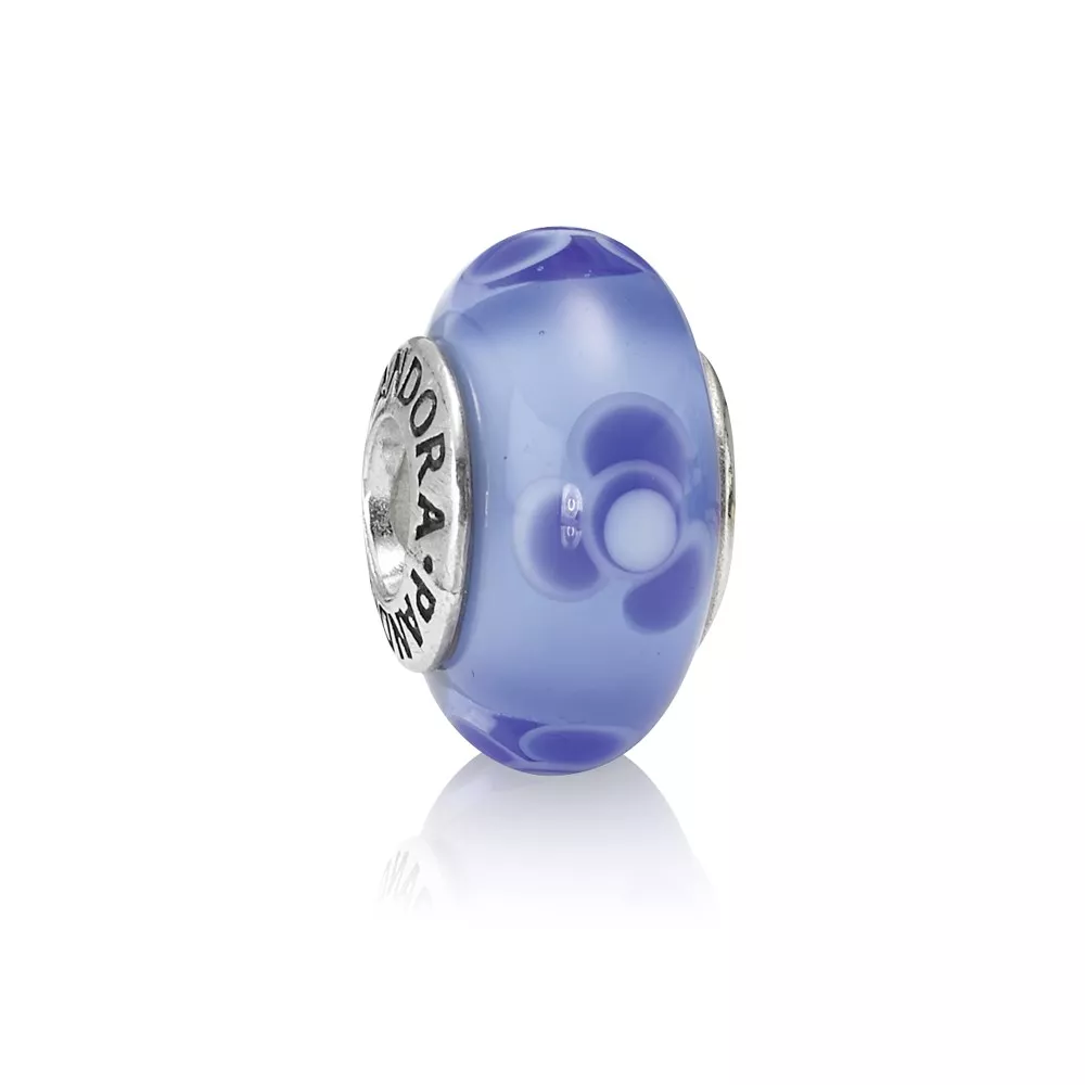 pandora mavi çiçekli cam charm 790644