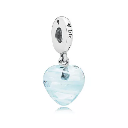 pandora sallantili charm pembe kurdeleli cam kalp 797142