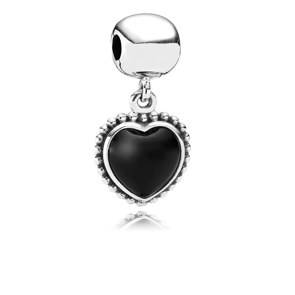 pandora sallantili charm siyah kalpli klips 791046on