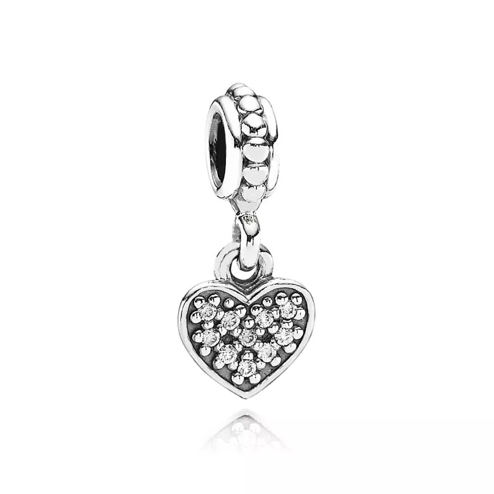 pandora sallantili charm taşlı kalp 791023cz