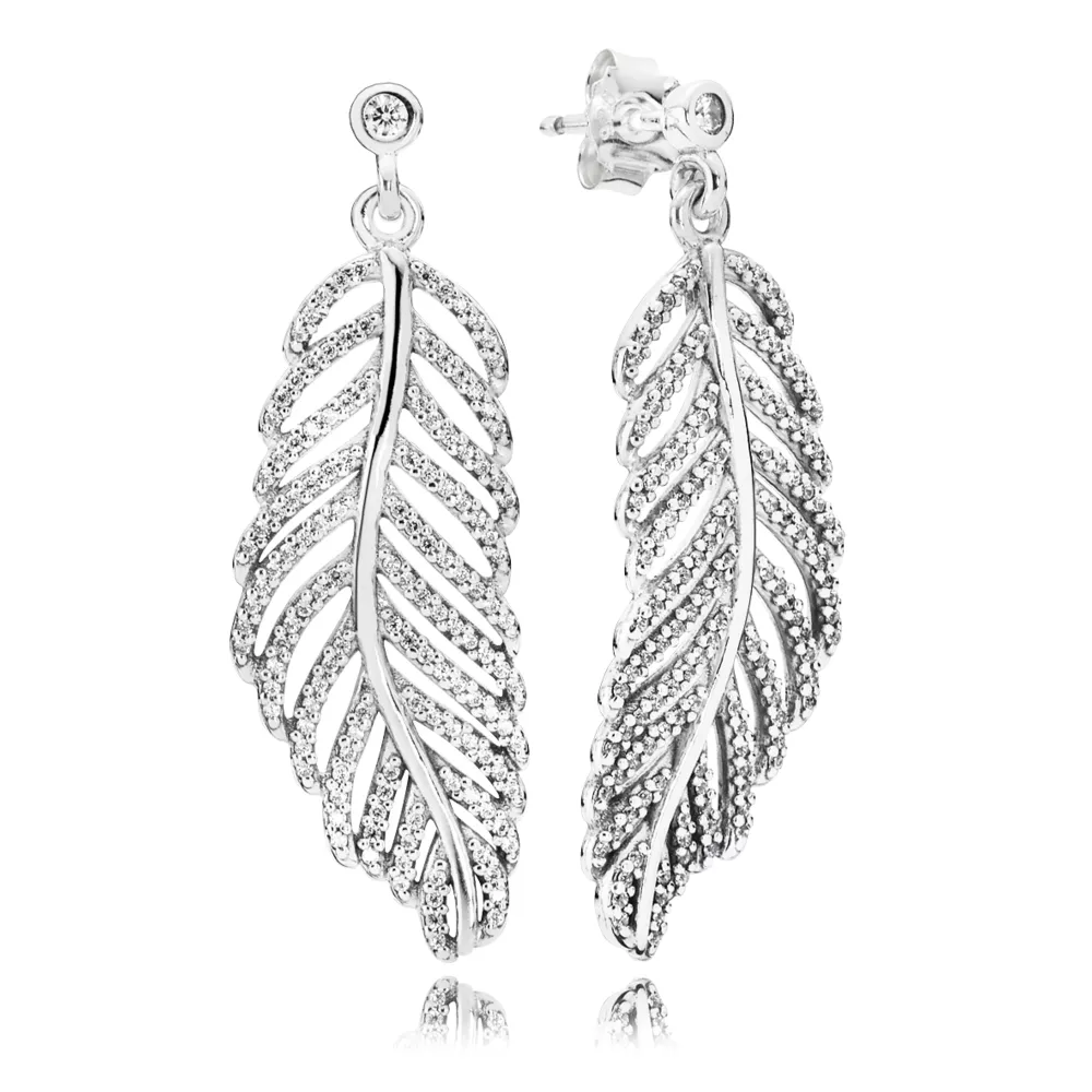 pandora damla küpeler işıldayan kuş tüyü 290584cz