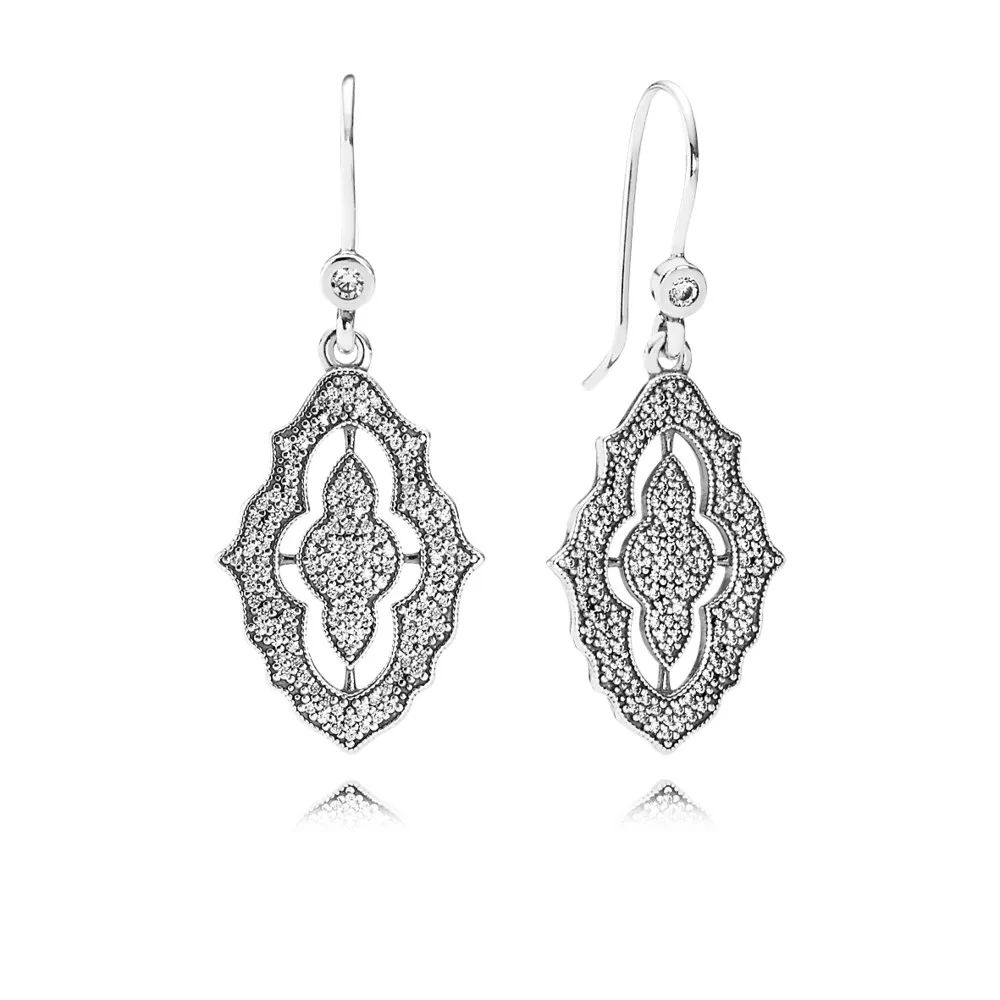 pandora damla küpeler parlak dantel sallantılı küpe 290563cz