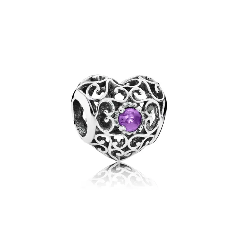 PANDORA Şubat Ayı Kalp Charm, Sentetik Ametist - 791784SAM - Ürün Resmi