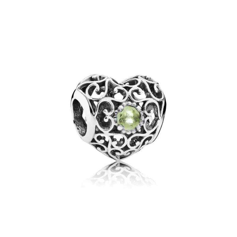 PANDORA Ağustos Kalp Charm, Peridot - 791784PE - Ürün Resmi