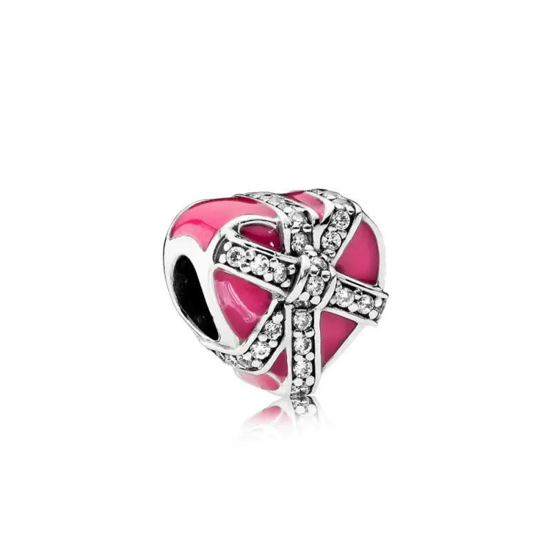 PANDORA Aşkın Hediyeleri Charm, Macenta Emaye Şeffaf CZ - 792047CZ - Ürün Resmi