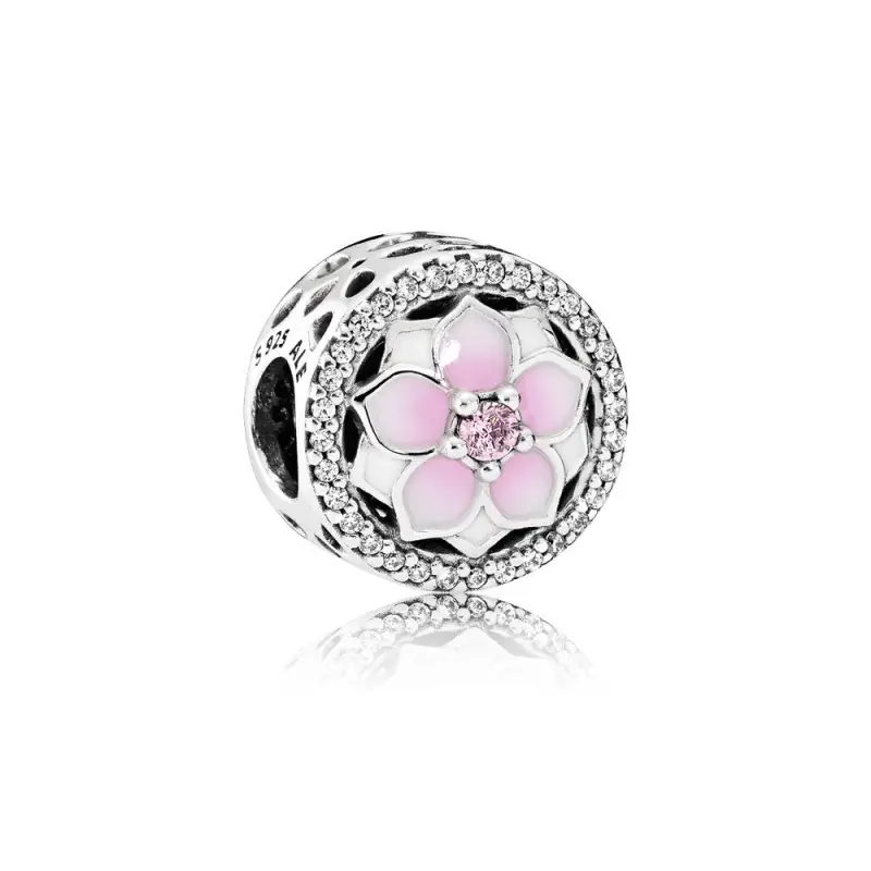 PANDORA Magnolia Bloom Açık Pembe Emaye Pembe CZ Çıngırak - 792085PCZ - Ürün Resmi