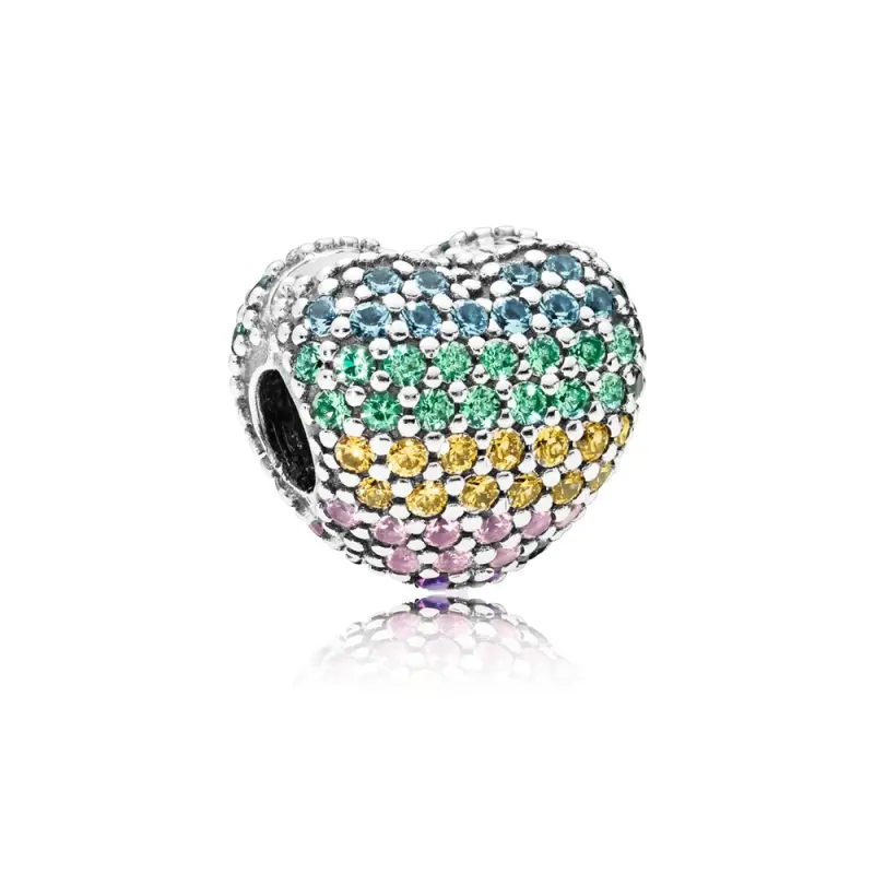 Pave Open Kalbim Klips, PANDORA Multicolor CZ - 797221NRPMX - Ürün Resmi