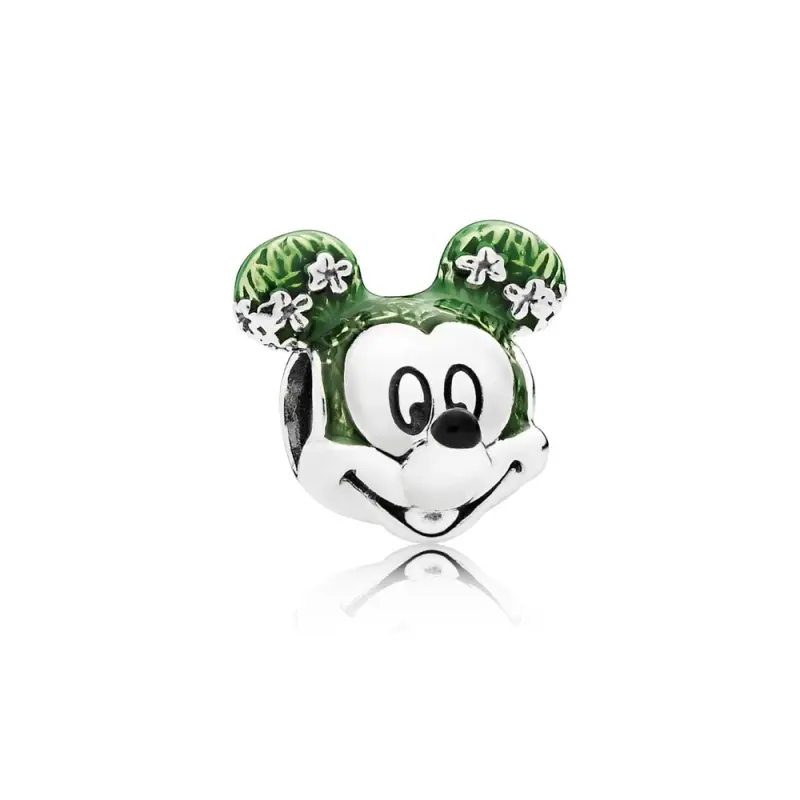 PANDORA Disney Mickey Epcot siyah ve yeşil emaye desenli gümüş charm - 796603ENMX - Ürün Resmi