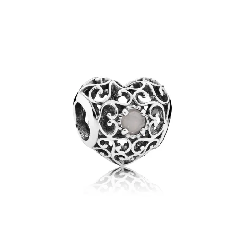PANDORA Haziran İmza Kalp Charm, Gri Aytaşı - 791784MSG - Ürün Resmi