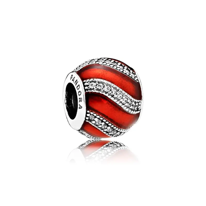 PANDORA Süs Mücevheri, Yarı Saydam Kırmızı Emaye Berrak CZ - 791991EN07 - Ürün Resmi