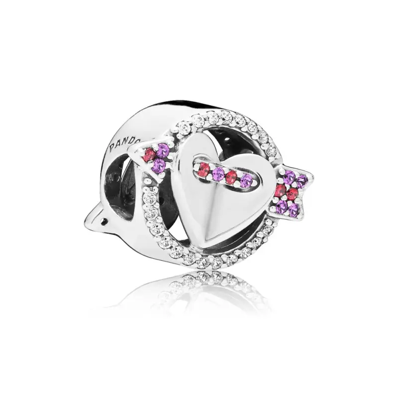 PANDORA Parlak Ok ve Kalp Charm, Kırmızı ve Şeffaf CZ, Kraliyet Moru Kristaller - 797827CZMX - Ürün Resmi