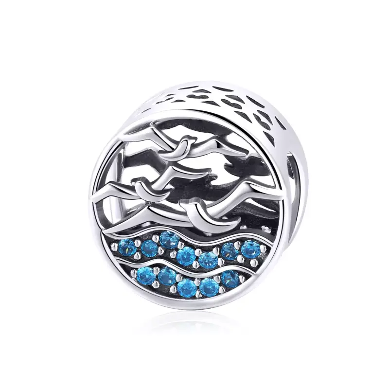 Pandora tarzı Dalga ve Martılar Charm - SCC1454 - Ürün Resmi