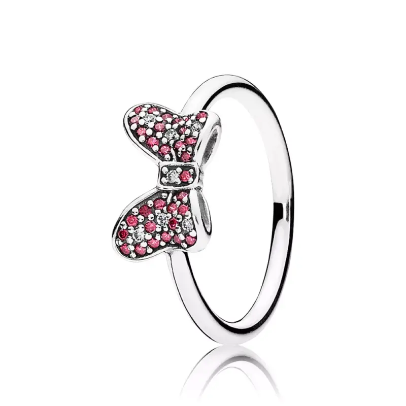 Disney Minnie bow silver ring with red and clear cubic zirconia - 190956CZR - Ürün Resmi