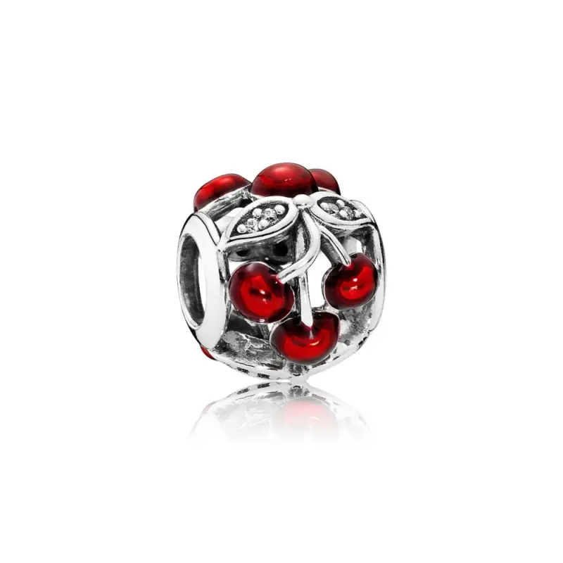 PANDORA Tatlı Kirazlar, Parlak Kırmızı Emaye ve Şeffaf Cz Charm - 791900EN73 - Ürün Resmi