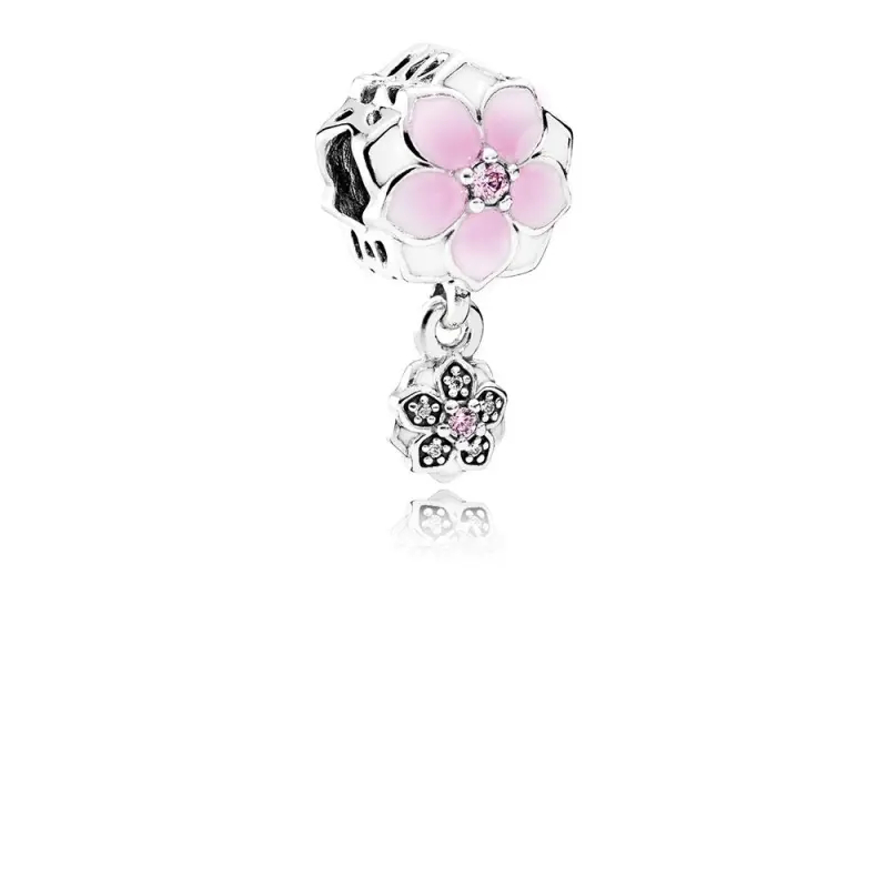 PANDORA Magnolia Bloom Açık Pembe Emaye Pembe Şeffaf CZ Pırlanta Sarkıt - 792077PCZ - Ürün Resmi