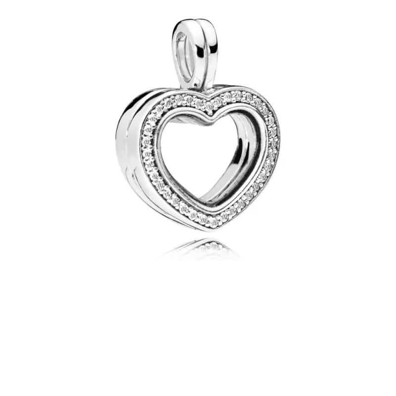 Parlak PANDORA Kalp Yüzen Madalyon Kolye Ucu - 797248CZ - Ürün Resmi