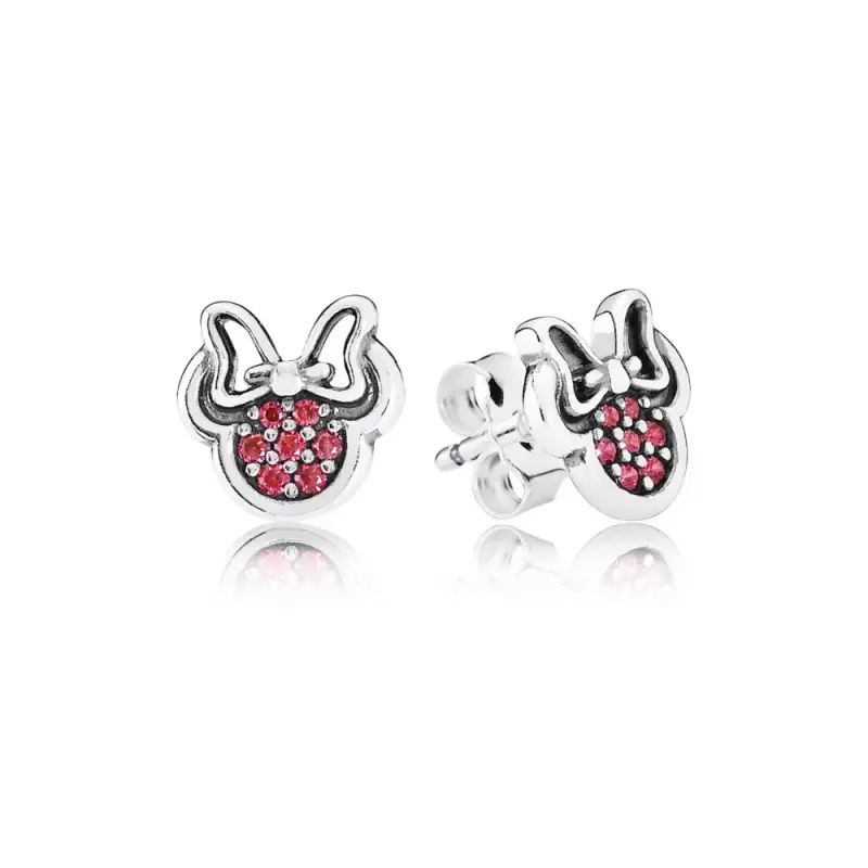 Disney Minnie silver stud earrings with red cubic zirconia - 290580CZR - Ürün Resmi