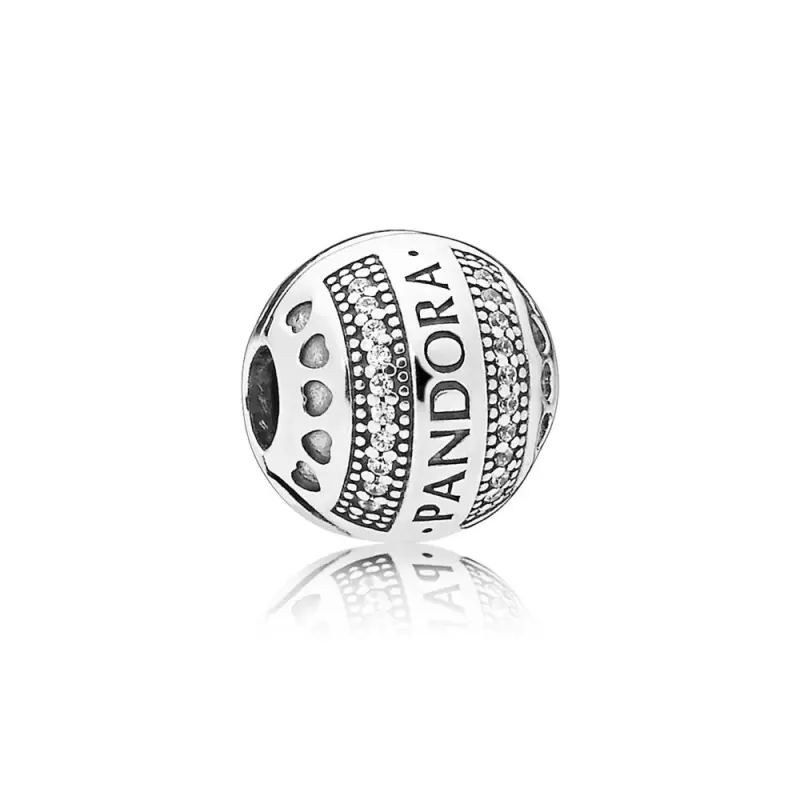 PANDORA Logo Gümüş Kalpler Klips - 797433CZ - Ürün Resmi