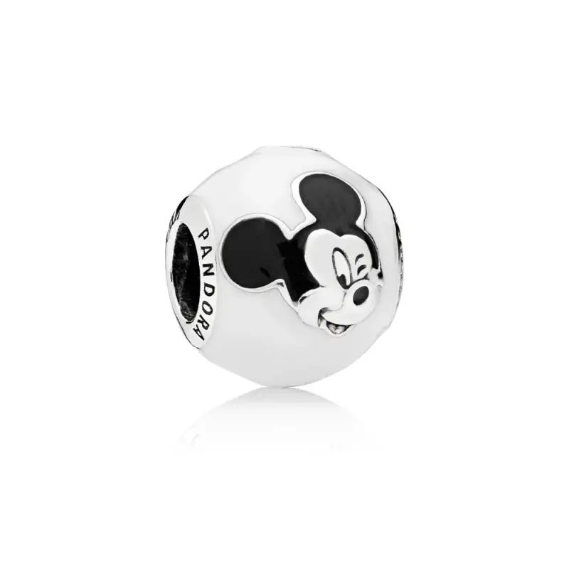 PANDORA Disney, Ekspresif Mickey Kolyesi, Beyaz & Siyah Emaye - 796339ENMX - Ürün Resmi