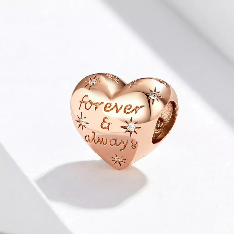 (resim) Pandora tarzı 14k rose altın kaplama Herzaman ve daima Charm - SCC1223 - Görüntüle 2